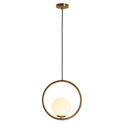 Continental Style Globe Shade Pendant with Iron Ring Pendant Lighting for Dinning Room