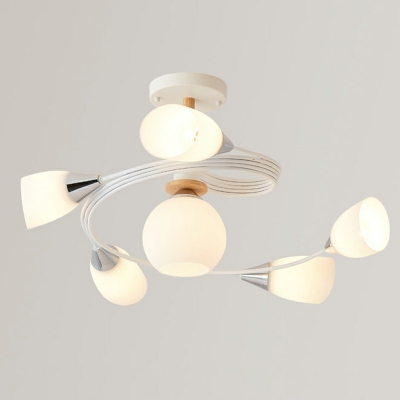 Creative Orb Semi Flush Mount Light 6 Heads Metal Ceiling Light for Restaurant Bedroom