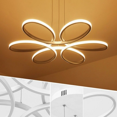 Flower Shape Metallic LED Chandelier Minimalism Linear Pendant Lamp for Indoor Room