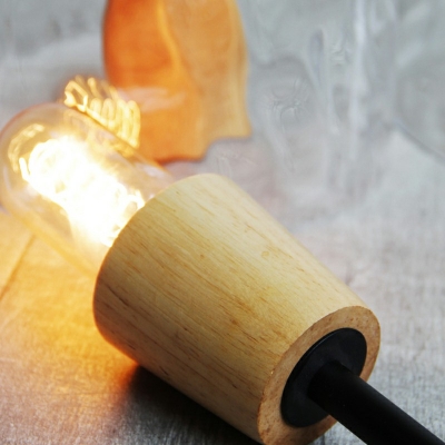 Geometric Pendant Light Designers Style Water Glass Single Head Drop Light in Wood for Kitchen