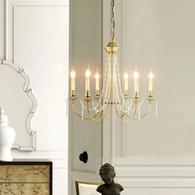 Gold Traditional Style Crystal Chandelier Features Gleaming Curved Arms and ClearHand-cut Crystal