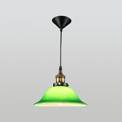 Green Bell Shade Single Light Pendant Light in Industrial Style for Warehouse Bar Garage