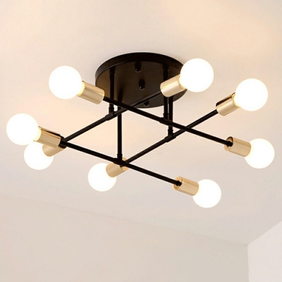 Industrial Concise Linear Semi Flush Light Metal 10 Inchs Height Ceiling Light for Clothes Shop