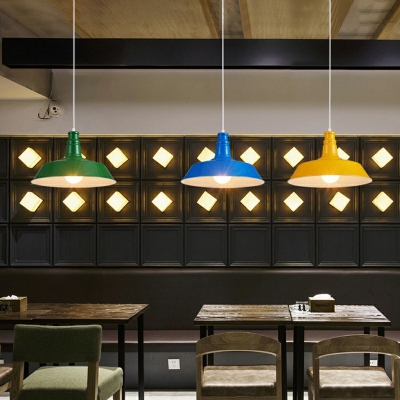 Industrial Style 1 Light Lid Shape Metal Pendant Ceiling Lights Hanging Lamp for Kitchen