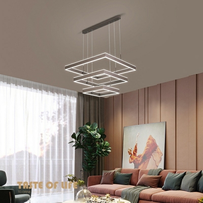 Minimalism Simplicity Multi-Tier Chandelier Acrylic Hanging Lamp Fixture for Sitting Room