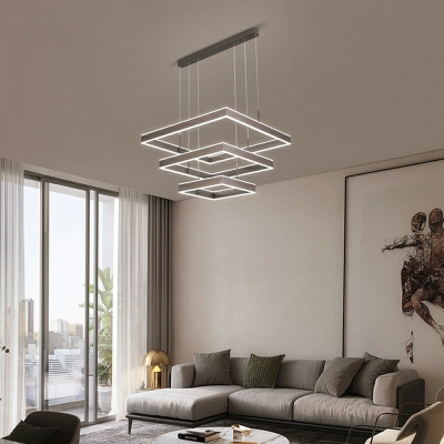 Minimalism Simplicity Multi-Tier Chandelier Acrylic Hanging Lamp Fixture for Sitting Room