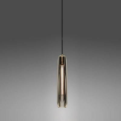 Minimalism Style LED Hanging Light Gold Tube Crystal Suspension Lamp for Kitchen Bar