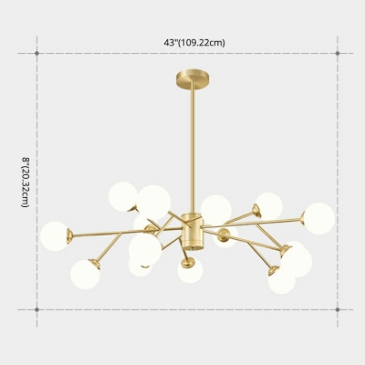 Minimalism Style White Glass Ball Shape Chandelier Fixture for Living Room Bedroom