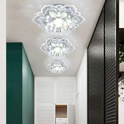 Modern Flower-shaded Flush Mount Ceiling Light Fixture Crystal Flushmount Recessed Lighting