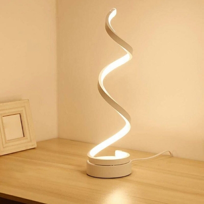 Modern LED White Spiral Table Lamp Aluminum Table Light for Sleeping Room