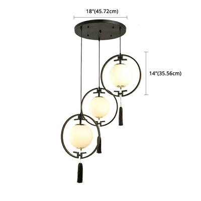 Modern Multi Light White Glass Suspension Lamp Black Pendant Lighting for Stairs