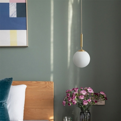 Modern Style Glass Ball Hanging Light Gold Handle Light for Bedroom Kitchen Study