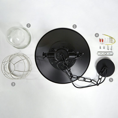 Nautical Style 1 Light Saucer LED Pendant 12 Inchs Wide with Metal Shade and Rope Chain in Black
