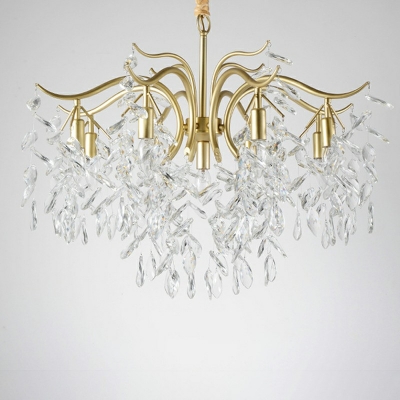 Rustic Chandelier Dining Room 9-Light Fixture Gold Chandelier Branches Crystals