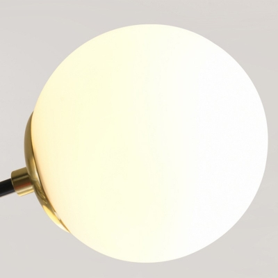 Black-Gold Semi Flush Mount with Sphere Opal Glass Shade Post Modern Semi Flush Ceiling Light