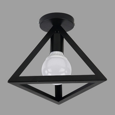 Black Industrial Ceiling Light 1 Head Metal Shade Metal Ceiling Mount Semi Flush for Living Room