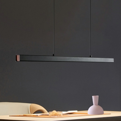 Contemporary Black LED Linear Acrylic Island Ceiling Light for Kitchen Dining Room