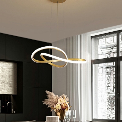 Contemporary Minimalism Aluminum Curves Chandelier Hanging Lamp for Living Room