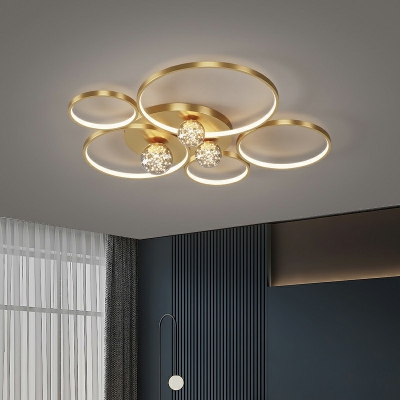 Creative Flush Light Modern Circle LED Lighting with Iron and Glass Shade for Drawing Room, 35