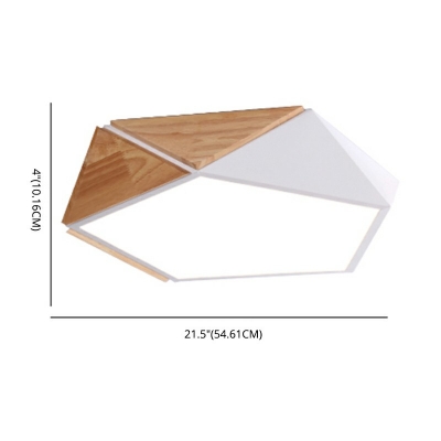 Creative Wood Acrylic Ceiling Light Macaron Modern Geometrical Flush Mount Light for Living Room