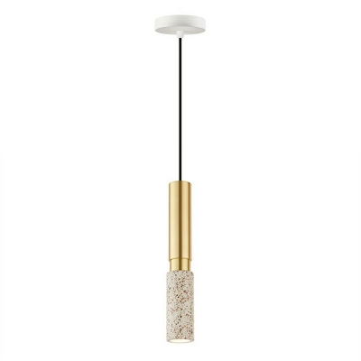 Cylindrical Marble Shade Modern Pendant with 1 Light 4 Inchs Wide Ceiling Mount Single Pendant for Bar