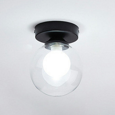 Glass Sphere Ceiling Light Contemporary Single Bulb Flush Mount Lamp Fixture 5 Inchs Wide for Verandah