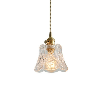 Industrial Style Bell Pendant Light Glass 1 Light Hanging Lamp in Clear