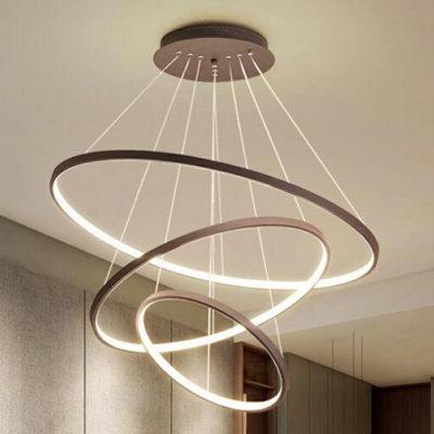 Layered Circle Living Room Chandelier Light Aluminum Simplicity LED Pendant Light Fixture