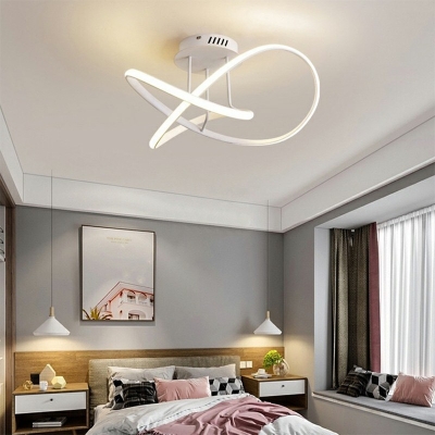 Linear Metal Semi-Flushmount Light Modern Crossed Design LED 8.5 Inchs Height Ceiling Light
