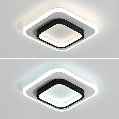 Minimalist Acrylic LED Geometric Flush Mount Lamp Bedroom Ceiling Mounted Fixture in Black