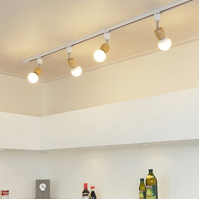 Modern Minimalist Style Adjustable Solid Wood Track Lighting Semi Mount Lighting for Living Room