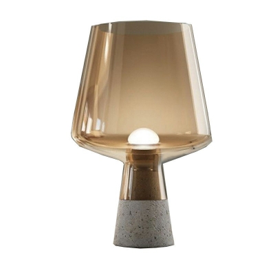 Nordic Minimalism Goblet-shaped Glass Table Lamp Cement Base Nightstand Light