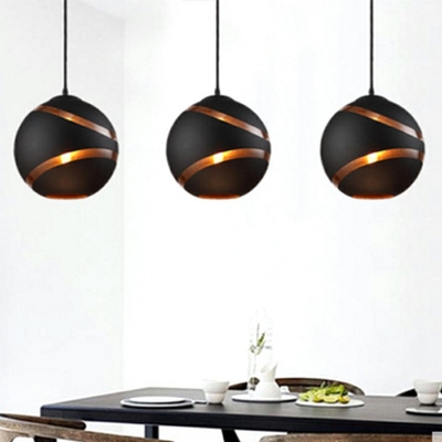 Post-Modern Black Sphere Suspension Lamp 1 Head Metal Pendant Lighting for Dining Room
