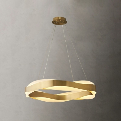 Postmodern Gold Loop Chandelier Lighting LED Acrylic Hanging Light for Dining Room