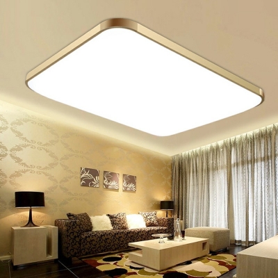 Rectangle Metal Ultra Thin LED Flush Light Modern Design Acrylic Shade Ceiling Fixture in White Light for Office Bedroom