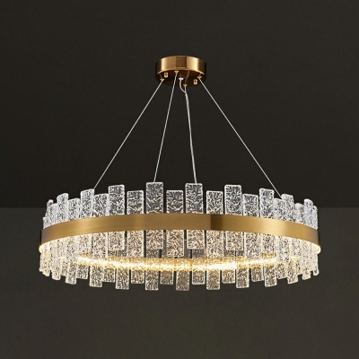 Rounded Pendant Lamp Modern Textured Crystal Dining Room Island Light Fixture in Gold
