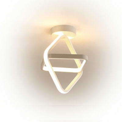 Simplicity Linear Design Semi-Flushmount Light Modern Metal LED Silica Gel Shade Ceiling Light