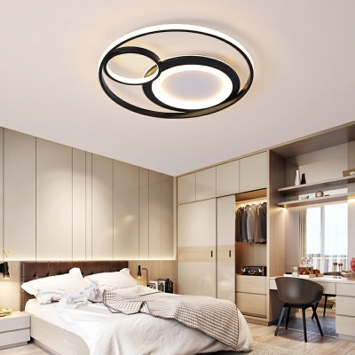 Simplicity Metal LED Circle Flush Ceiling Light Bedroom Flush Mount Lighting in Black