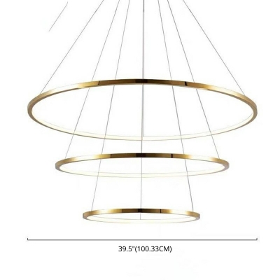 Simplicity Ring Shape Stainless Steel Chandelier Light LED Pendant Light Fixture for Living Room