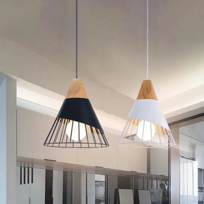 Single-Light Aluminum Hanging Pendant Light Macaron Caged Hanging Light for Living Room