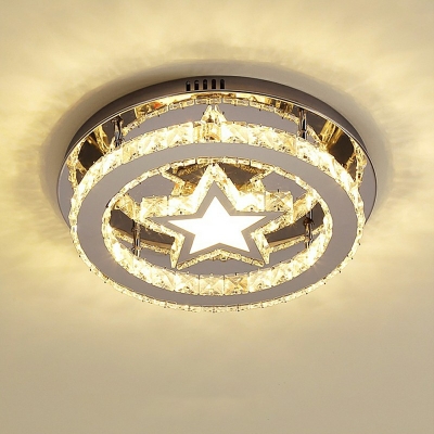 Star Decorative Semi Flush Light Modern Clear Crystal LED Semi Flush Mount in Stainless-Steel