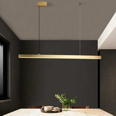 Ultra-Contemporary Metal Linear Island Light Living Room LED Island Fixture in Remote Control Stepless Dimming Light