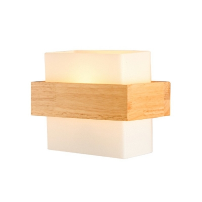 Wood Frame Wall Lighting Contemporary 1 Head in Wood Sconce Light Fixture for Living Room