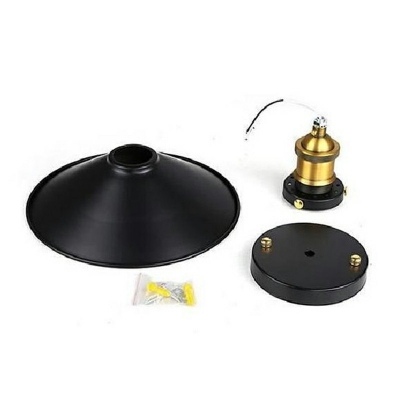 1 Light Cone Shaped Indoor Semi Flush Mount Ceiling Light in Black Metal Ceiling Lamp for Hallway