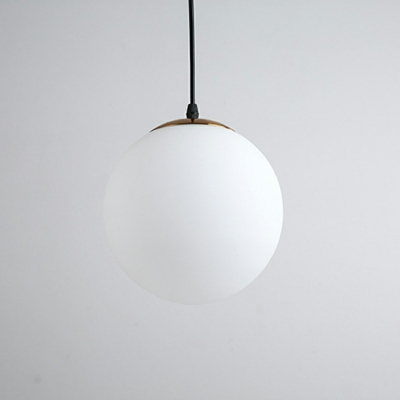 1 Light Globe Hanging Lamp Satin Opal Glass Shade Pendant Light for Bedroom
