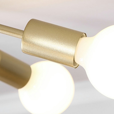 12 Light Metal Semi Flush Mount Light Industrial Black Gold Sputnik Ceiling Lighting