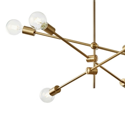 6 Lights Twirled Sockets Chandelier Industrial Style Metal Chandelier Lamp in Gold