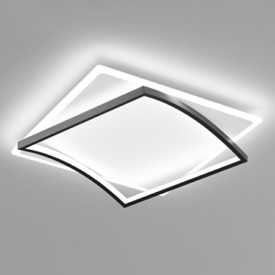 Contemporary Squares Flush Light Acrylic Bedroom LED Flush Mount Ceiling Lighting Fixture in Black-White