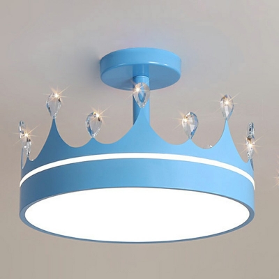Kids Crown Semi Mount Lighting LED Ceiling Flush Light for Children's Bedroom