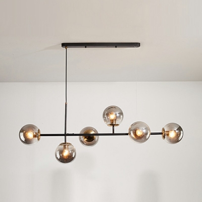 Linear Ceiling Hanging Light Postmodern Bubble Glass 6 Heads Living Room Island Lamp